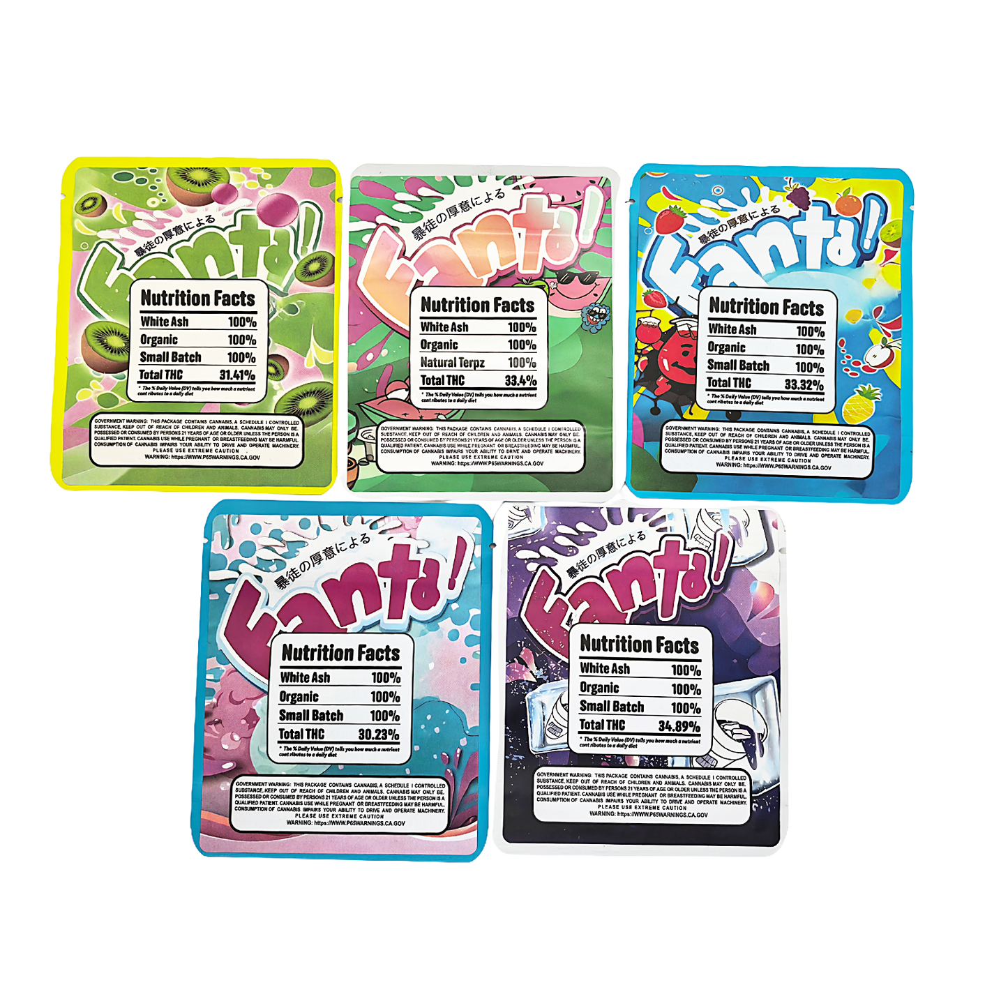 25 Pack - 3.5g Thick Sticker Mylar Bags Premium Smell Proof Packaging | Fanta Candy Collection