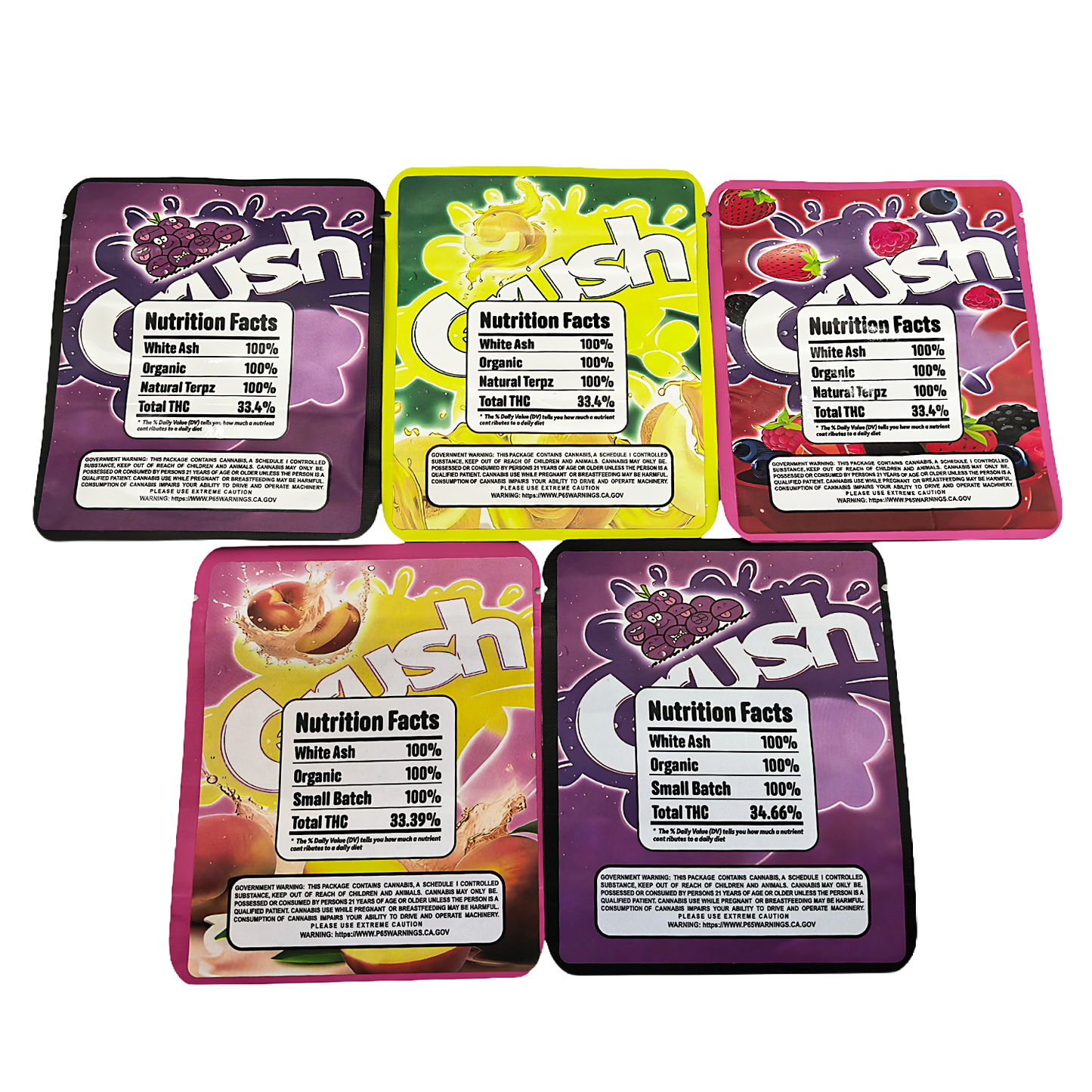 25 Pack - 3.5g Thick Sticker Mylar Bags Premium Smell Proof Packaging | Crush Soda Collection