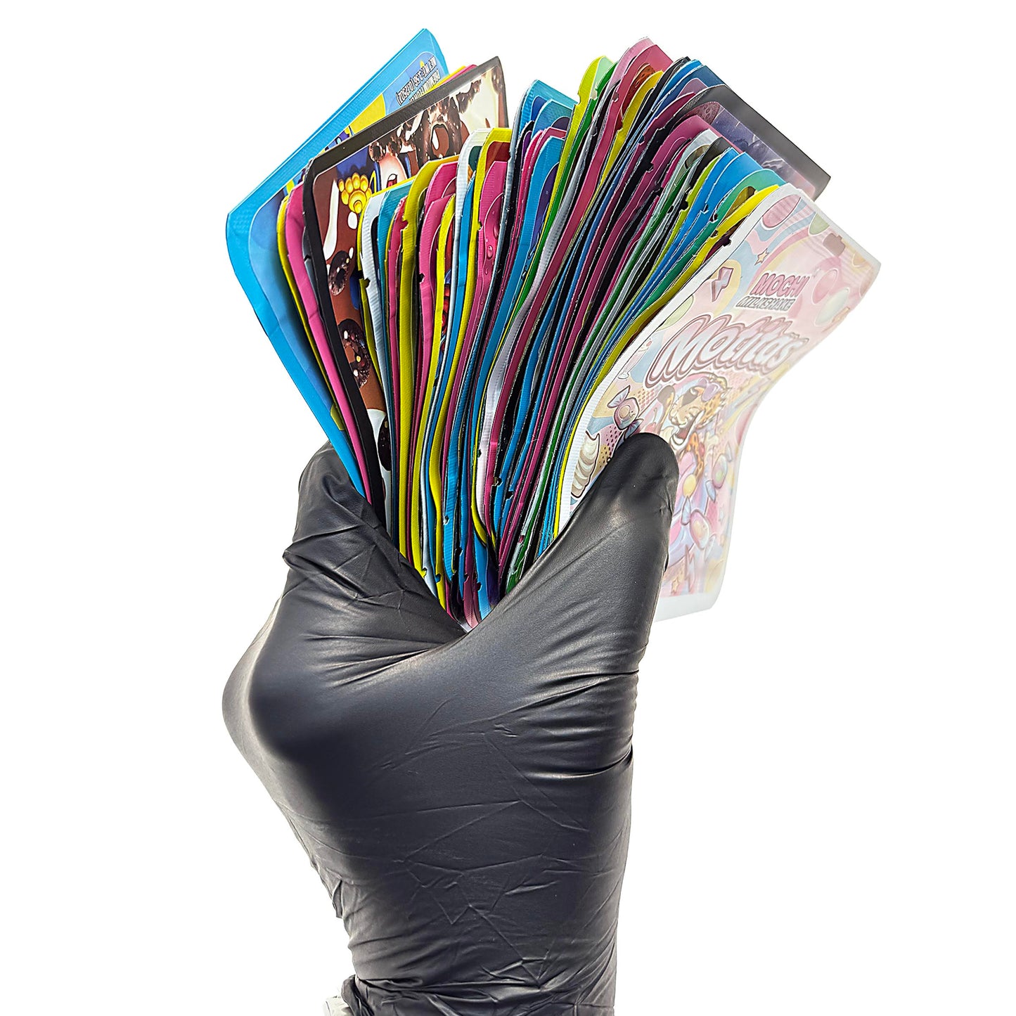 64 Pack 3.5g Thick Sticker Mylar Bags Premium Smell Proof Packaging Mix - Assorted Pack