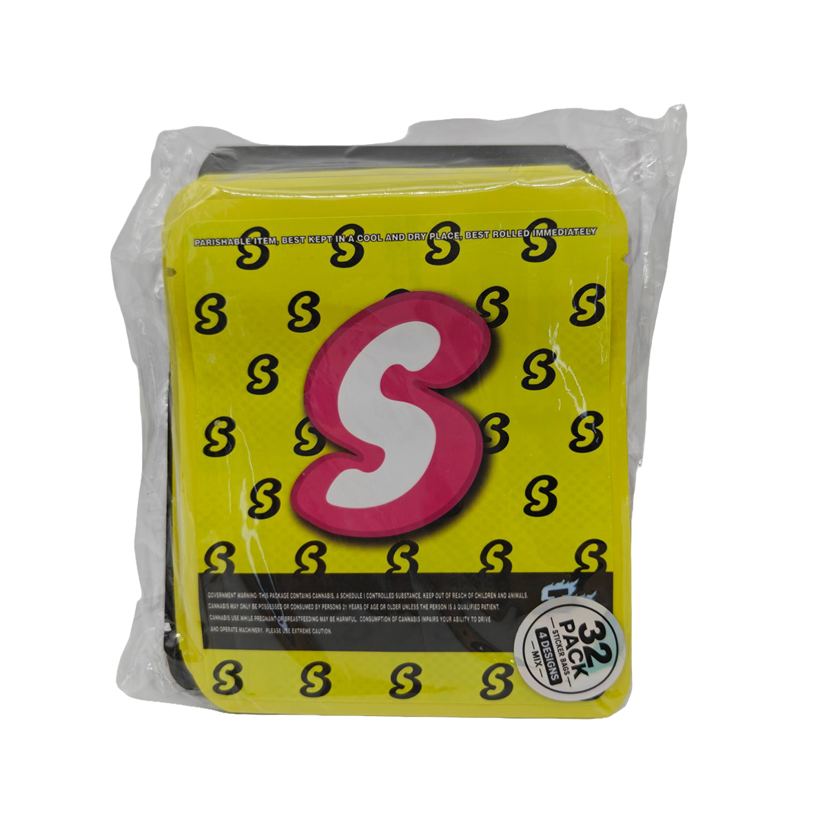32 Pack - 3.5g Thick Sticker Mylar Bags - Premium Smell Proof Packaging Mix - Sprinklez Exotic Set