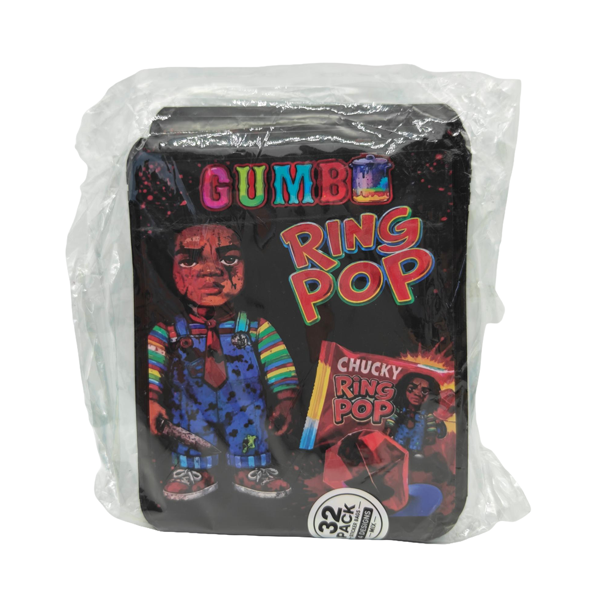 32 Pack - 3.5g Thick Sticker Mylar Bags - Premium Smell Proof Packaging Mix - Gumbo Set