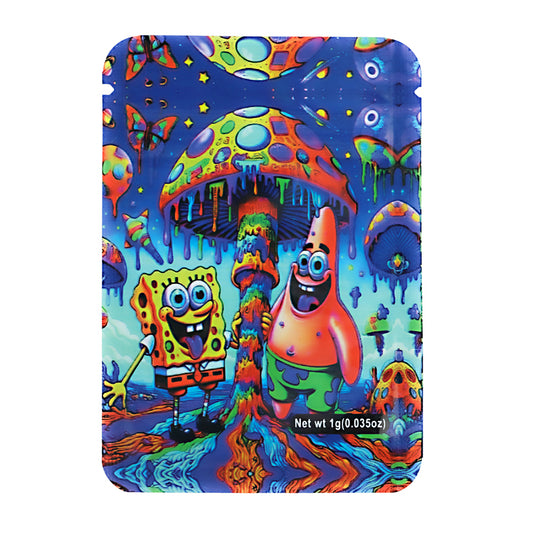 Mylar Bag Colorful packaging with cartoon characters on a white background