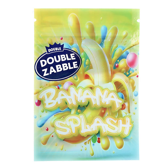 Mylar Bag Double Zabble Banana Splash candy package with colorful design