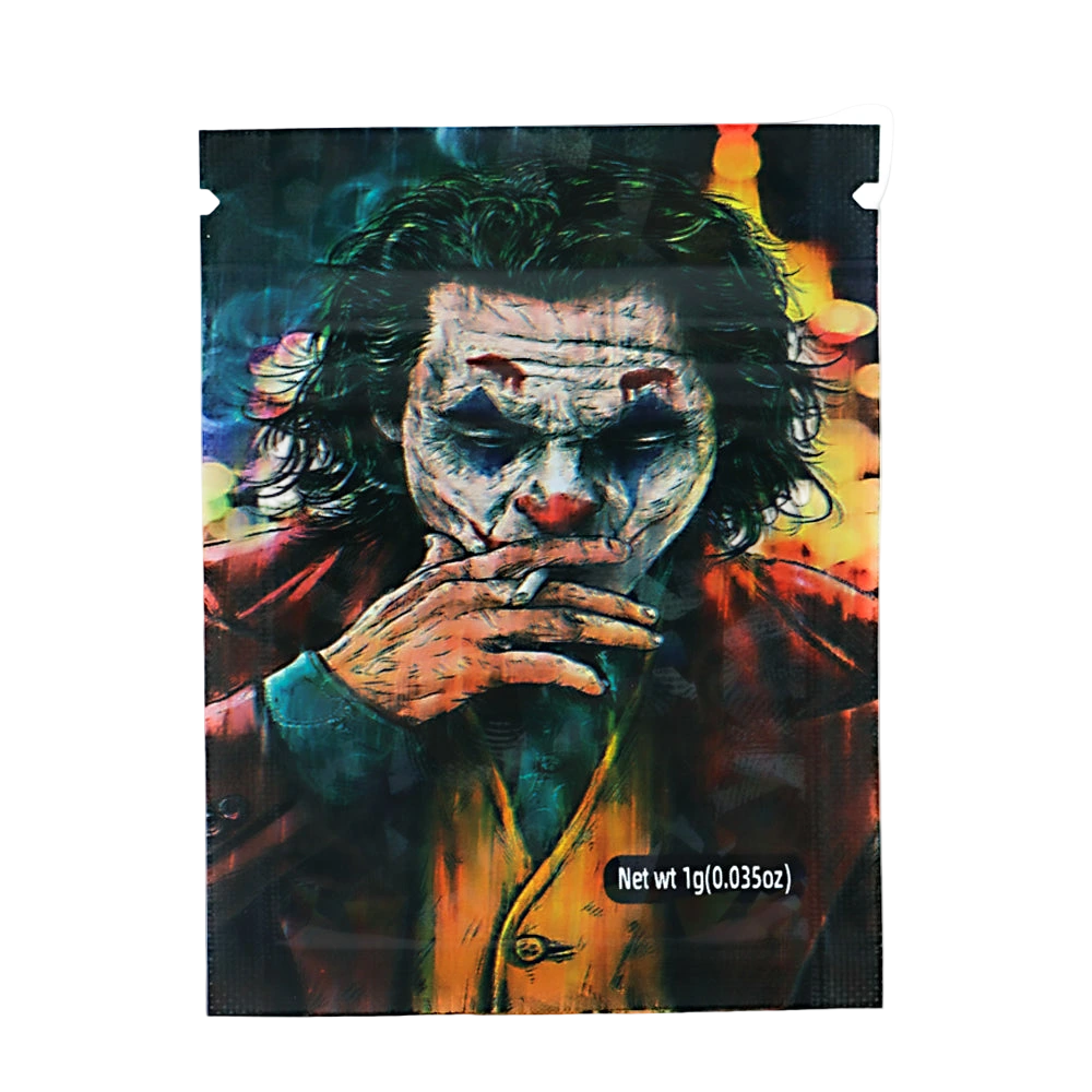 Mylar Bag Product packaging with a stylized depiction of a character smoking a cigarette, on a white background.