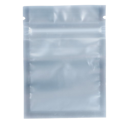 Mylar Bag Clear plastic bag with a zipper on a white background