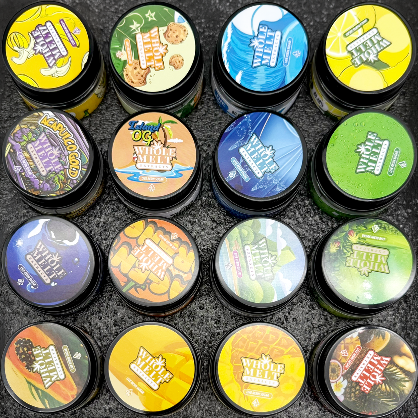 Whole Melt Tropical Empty 1oz Glass Wax Jars Variety Pack – 16 Assorted Designs with Display Box