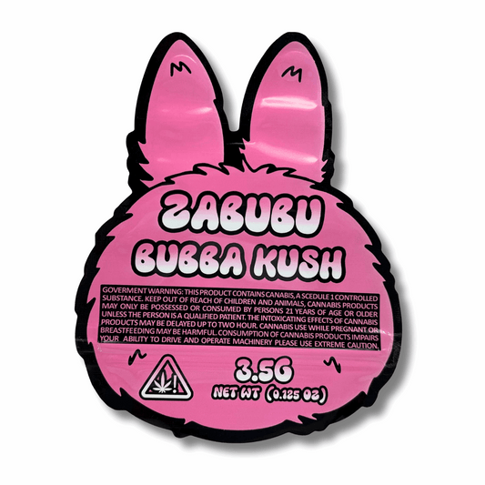 3.5g Shaped Mylar Bag - Pink Zabubu (50 Count)