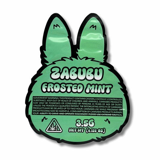 3.5g Shaped Mylar Bag - Mint Green Zabubu (50 Count)