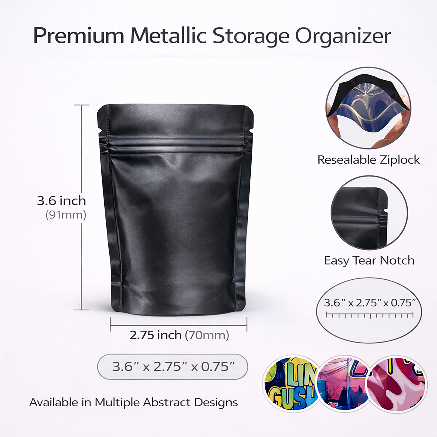 100 Pack – 1g Exotic - CMB - Mylar Bags Resealable Foil Packaging Pouches - Gorilla Skittles