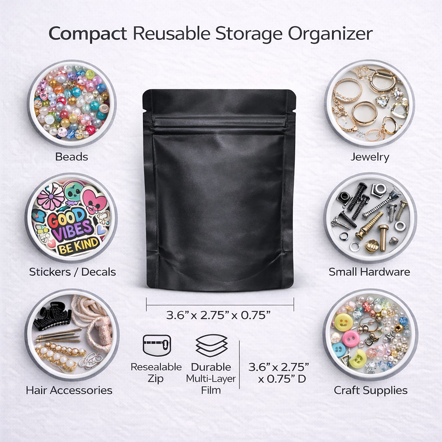 100 Pack – 1g Exotic - CMB - Mylar Bags Resealable Foil Packaging Pouches - Gorilla Skittles