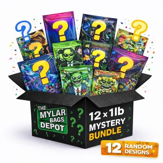 1 lb -12 Mylar Bags Mystery Bundle Pack – Assorted Designs