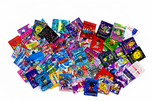 100 Pack Mini Size Mylar Bags - Assorted Styles, Shapes & Designs
