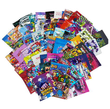 100-Count Mix 1 Gram Size Mylar Bags – Assorted Designs & Styles Bundle