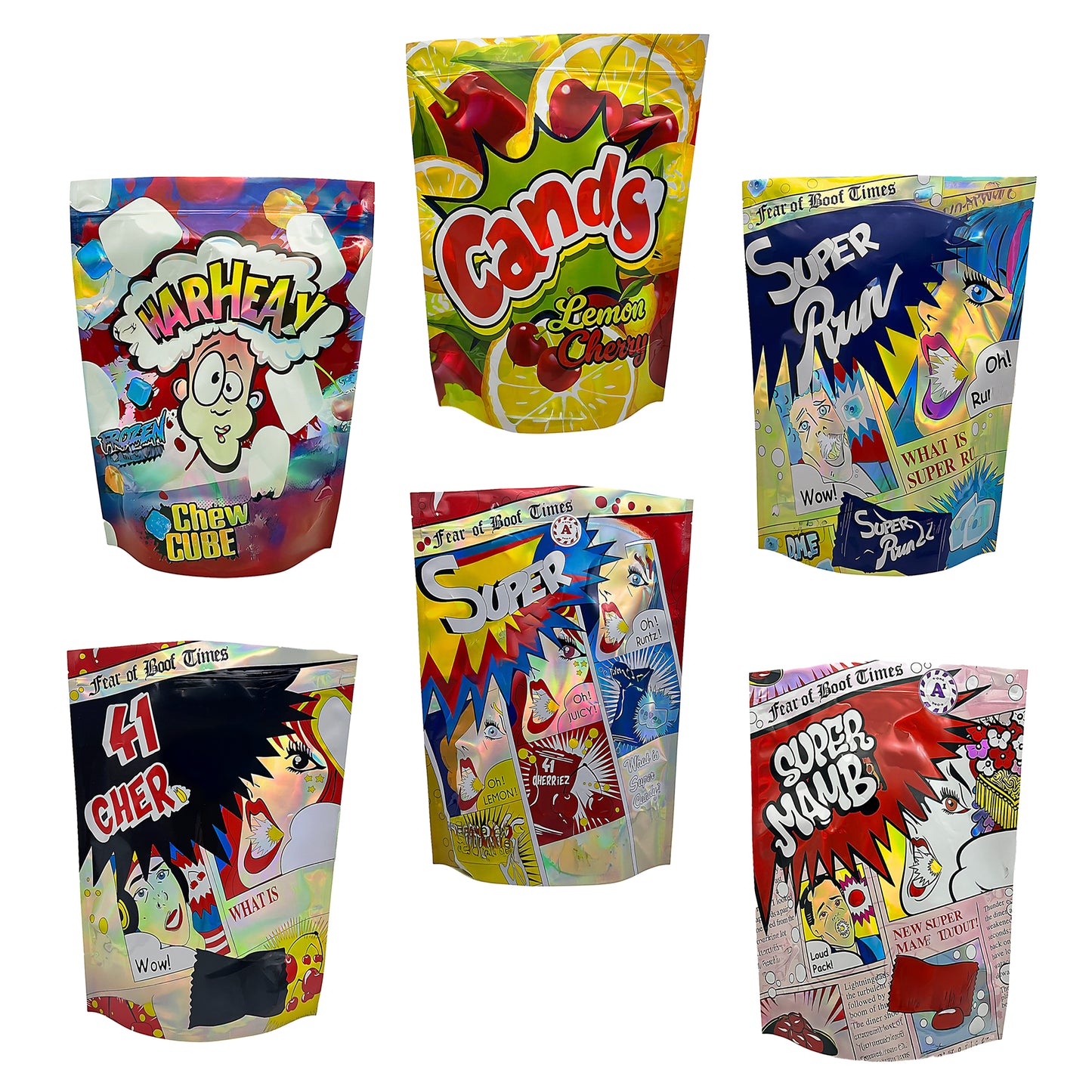25 Pack - Decorative Foil Packaging Pouches – Handbag-Style & Custom Shape Designs – 6 Style Options