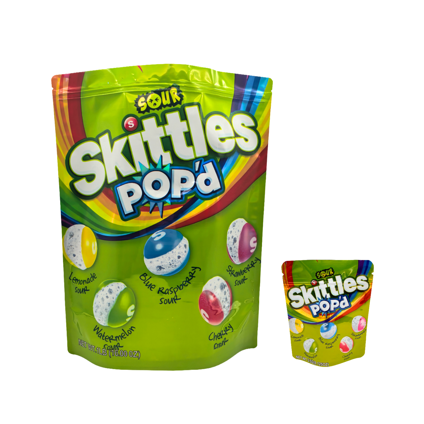 12 Pack – 1lb Exotic Mylar Bags - Skittles Pop'd