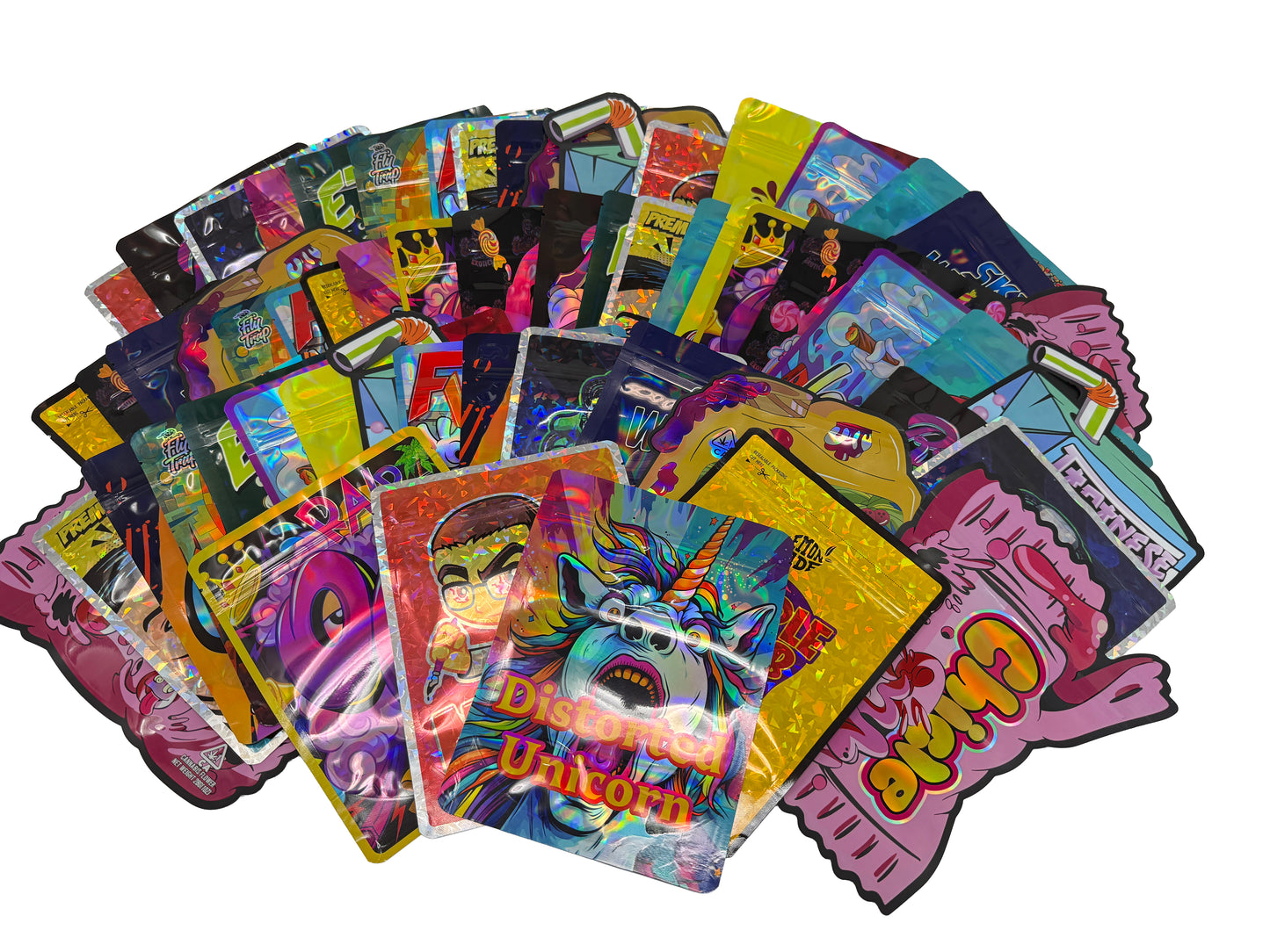 50 Pack 28g Large (6" x 8") Resealable Storage Mylar Pouches Mystery Bundle - Assorted Designs