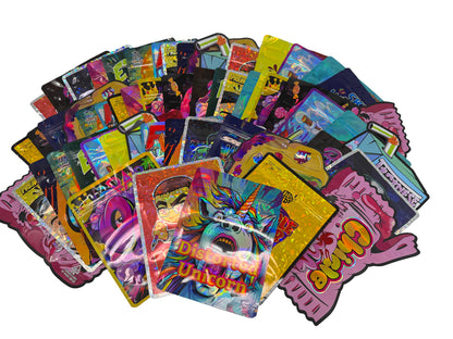 50 Pack 28g Large (6" x 8") Resealable Storage Mylar Pouches Mystery Bundle - Assorted Designs