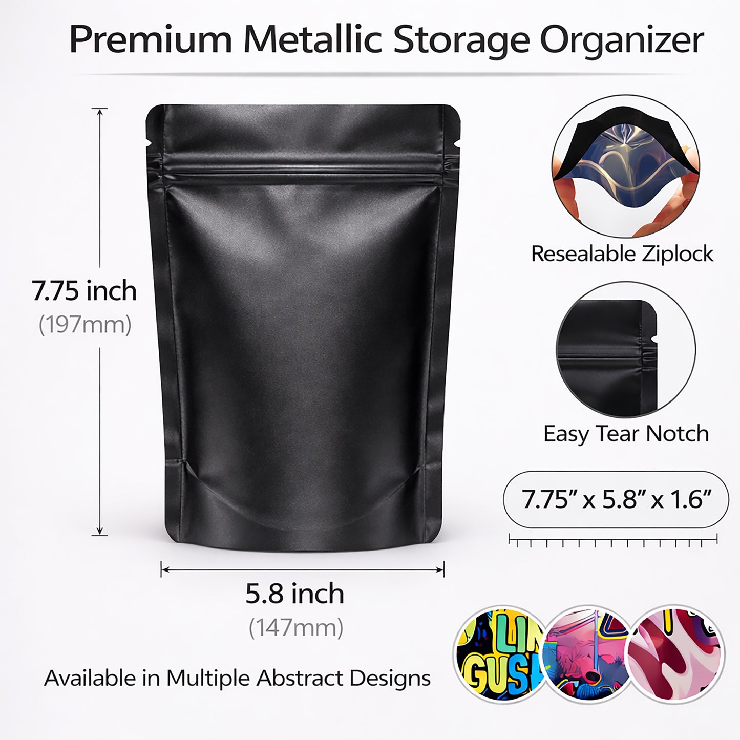 50 Pack 28g Large (6" x 8") Resealable Storage Mylar Pouches Mystery Bundle - Assorted Designs