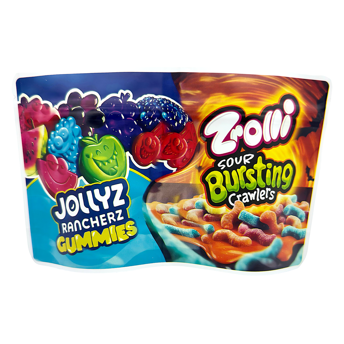 50 Pack - 3.5g (2IN1) Split Dual Graphic Mylar Bags  - Jollyz & Trolli