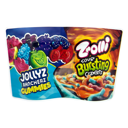 50 Pack - 3.5g (2IN1) Split Dual Graphic Mylar Bags  - Jollyz & Trolli
