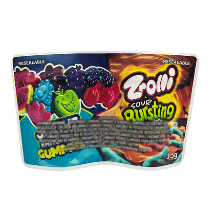 50 Pack - 3.5g (2IN1) Split Dual Graphic Mylar Bags  - Jollyz & Trolli