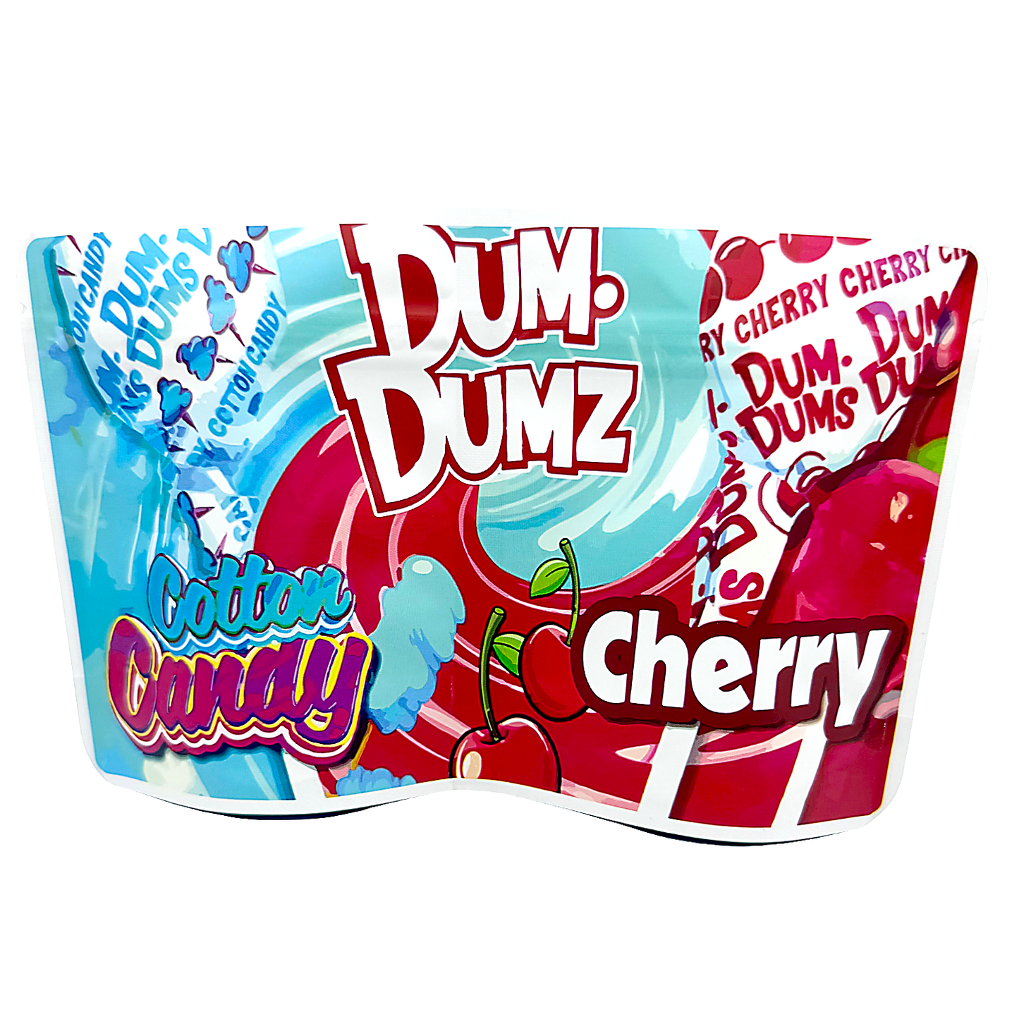 50 Pack - 3.5g (2IN1) Split Dual Graphic Mylar Bags  - Dum Dumz & Cherry