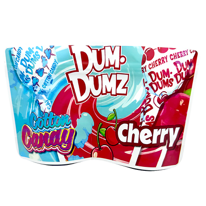 50 Pack - 3.5g (2IN1) Split Dual Graphic Mylar Bags  - Dum Dumz & Cherry