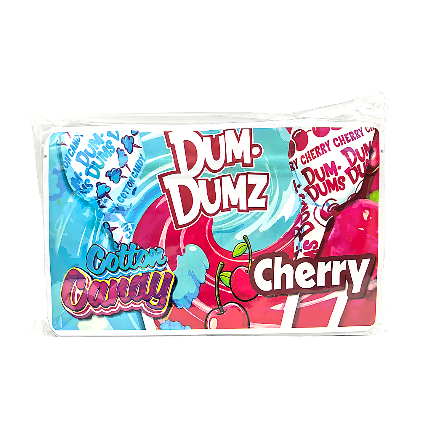 50 Pack - 3.5g (2IN1) Split Dual Graphic Mylar Bags  - Dum Dumz & Cherry