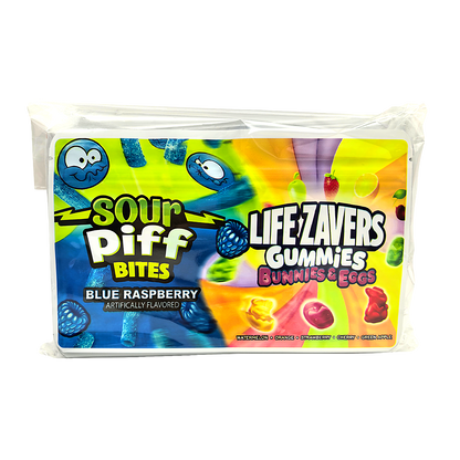 50 Pack - 3.5g (2IN1) Split Dual Graphic Mylar Bags  - Sour Piff & Life Savers