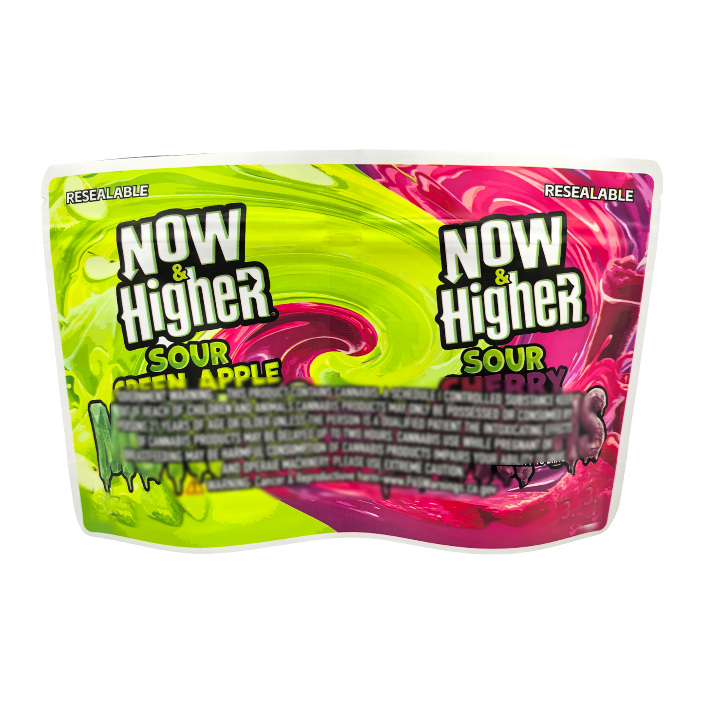50 Pack - 3.5g (2IN1) Split Dual Graphic Mylar Bags  - Now Higher & Morphs