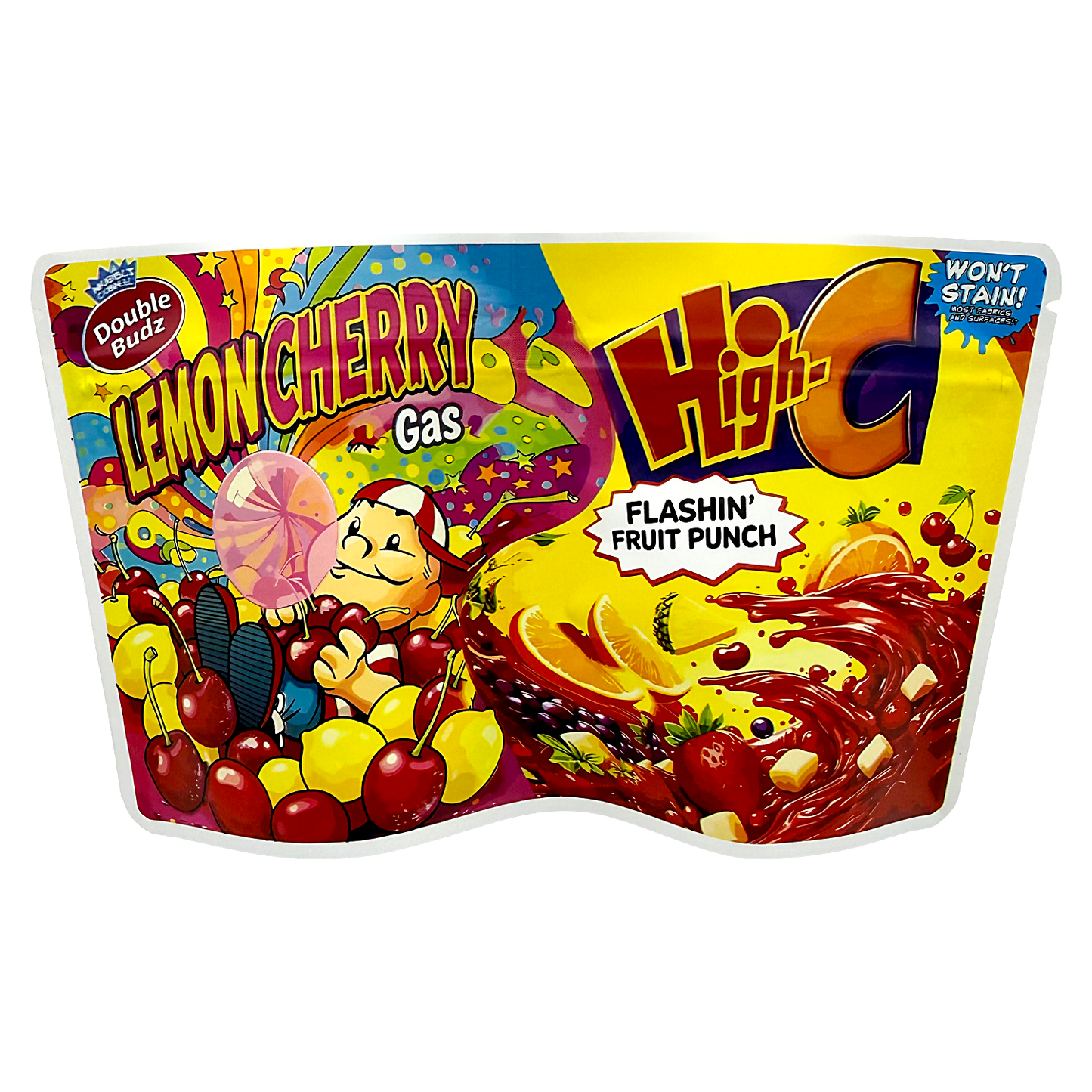50 Pack - 3.5g (2IN1) Split Dual Graphic Mylar Bags  - Lemonheads & Hawaiian Punch