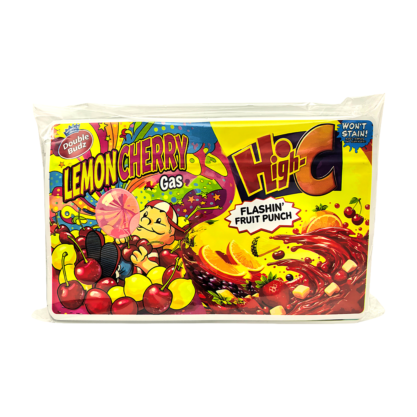 50 Pack - 3.5g (2IN1) Split Dual Graphic Mylar Bags  - Lemonheads & Hawaiian Punch