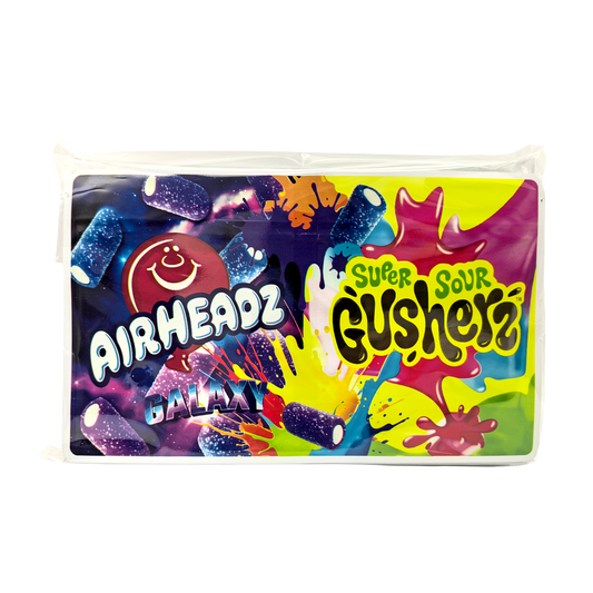 50 Pack - 3.5g (2IN1) Split Dual Graphic Mylar Bags  - Airheadz & Gushers