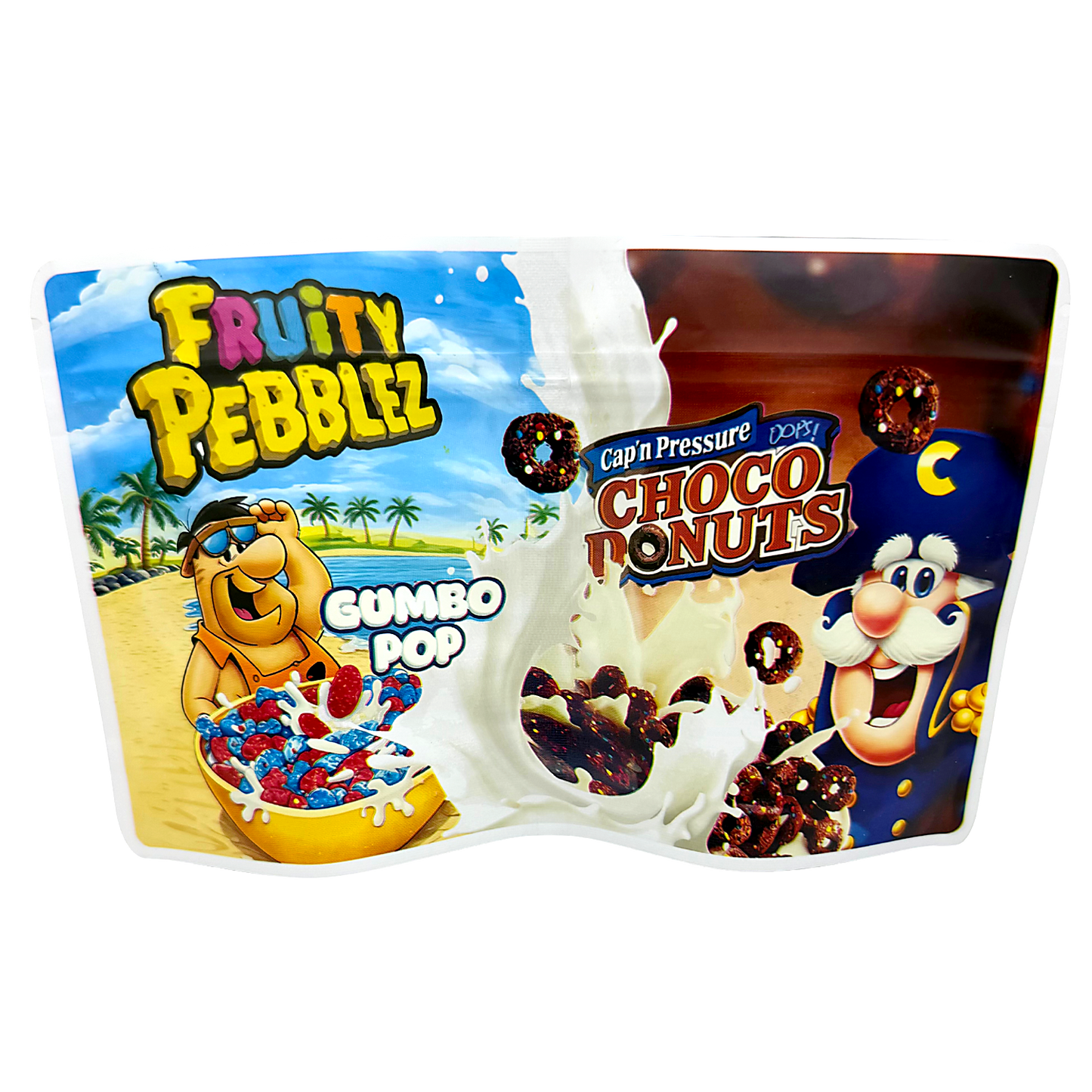 50 Pack - 3.5g (2IN1) Split Dual Graphic Mylar Bags  - Fruity Pebbles & Cocoa Pebbles