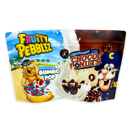 50 Pack - 3.5g (2IN1) Split Dual Graphic Mylar Bags  - Fruity Pebbles & Cocoa Pebbles