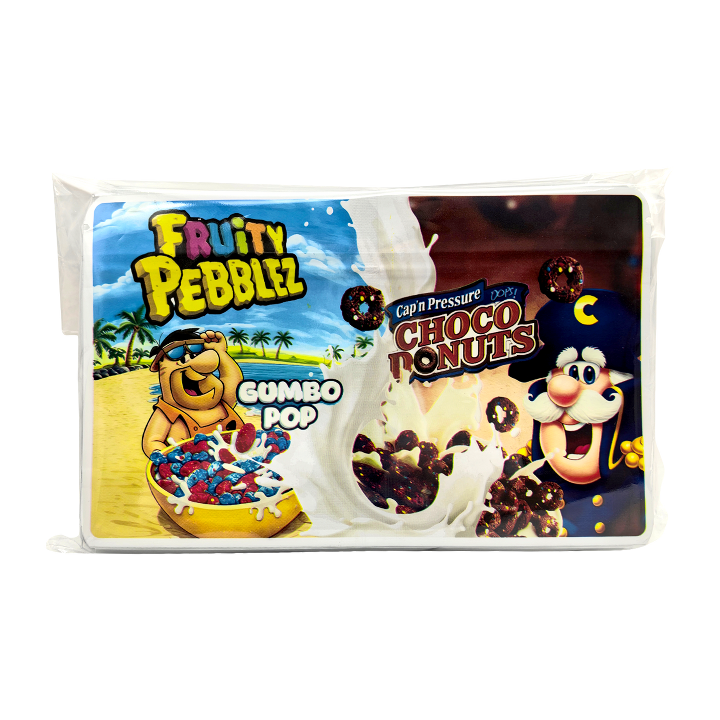 50 Pack - 3.5g (2IN1) Split Dual Graphic Mylar Bags  - Fruity Pebbles & Cocoa Pebbles