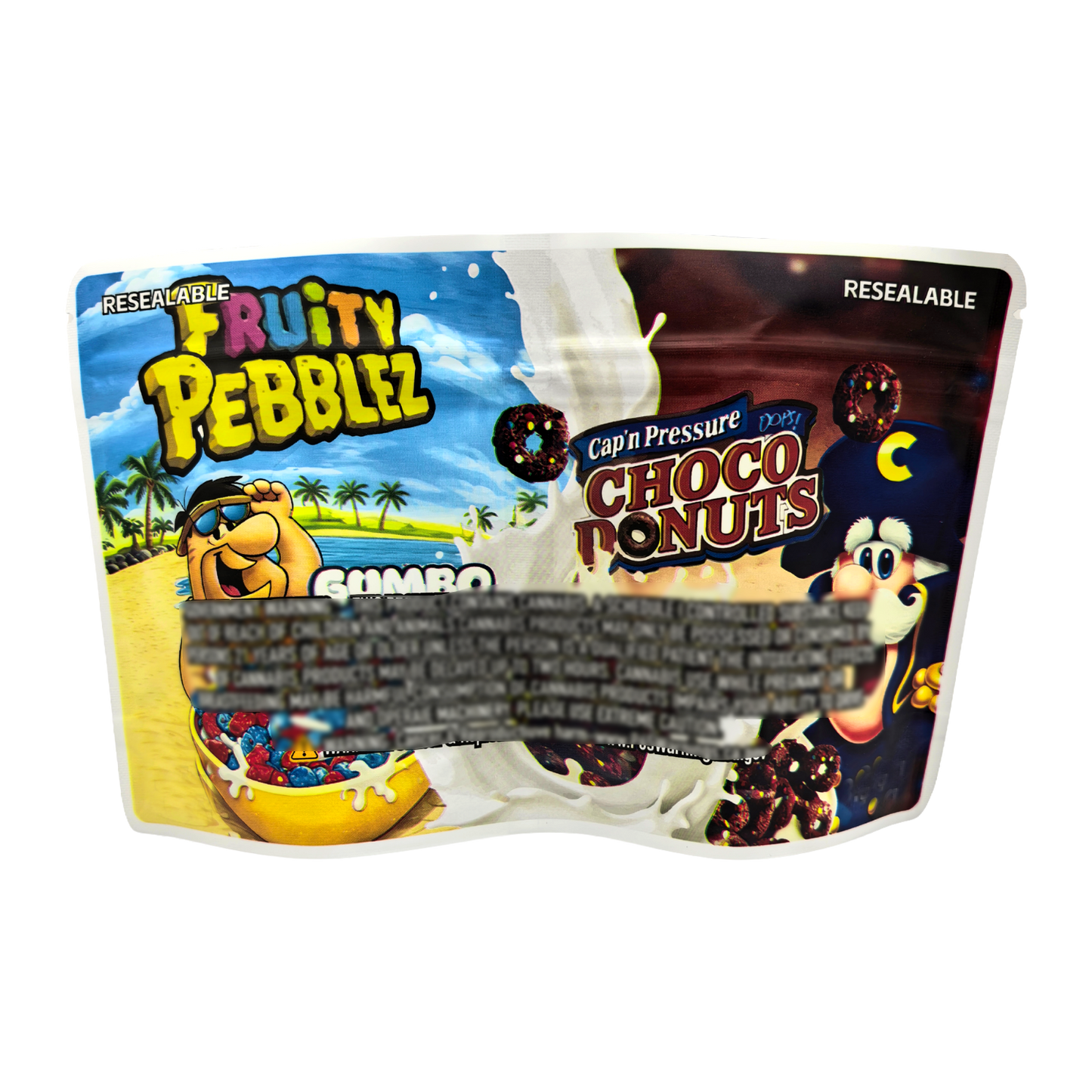 50 Pack - 3.5g (2IN1) Split Dual Graphic Mylar Bags  - Fruity Pebbles & Cocoa Pebbles