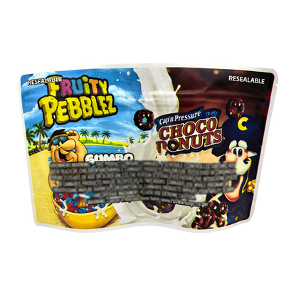 50 Pack - 3.5g (2IN1) Split Dual Graphic Mylar Bags  - Fruity Pebbles & Cocoa Pebbles