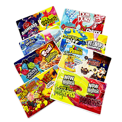50 Pack - 3.5g (2IN1) Split Dual Graphic Mylar Bags - Mix Assorted Designs