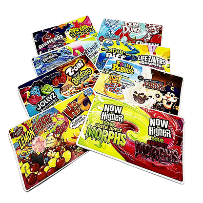 50 Pack - 3.5g (2IN1) Split Dual Graphic Mylar Bags - Mix Assorted Designs