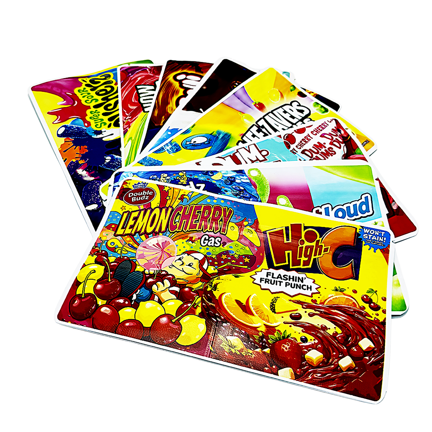 50 Pack - 3.5g (2IN1) Split Dual Graphic Mylar Bags - Mix Assorted Designs