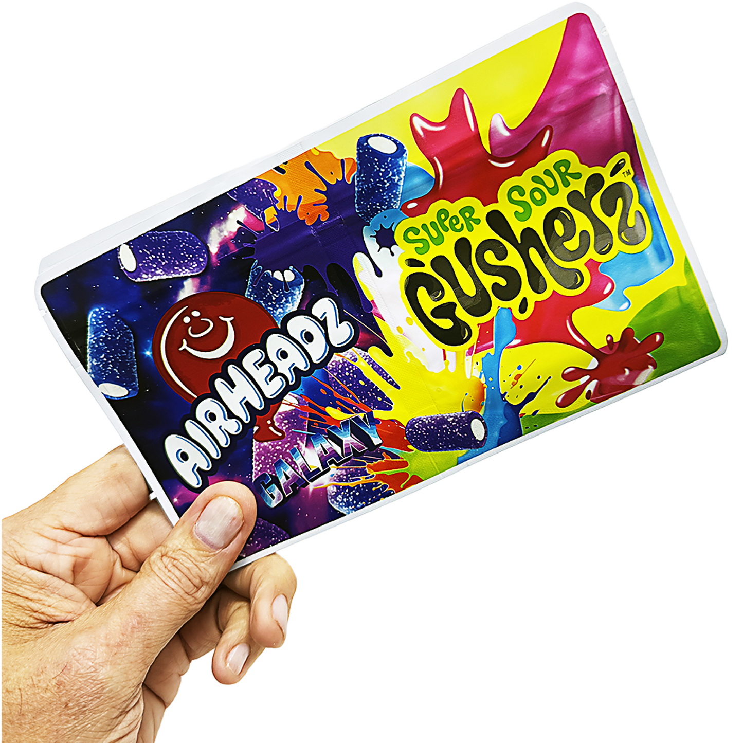 50 Pack - 3.5g (2IN1) Split Dual Graphic Mylar Bags - Mix Assorted Designs