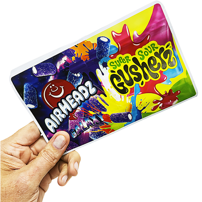 50 Pack - 3.5g (2IN1) Split Dual Graphic Mylar Bags - Mix Assorted Designs