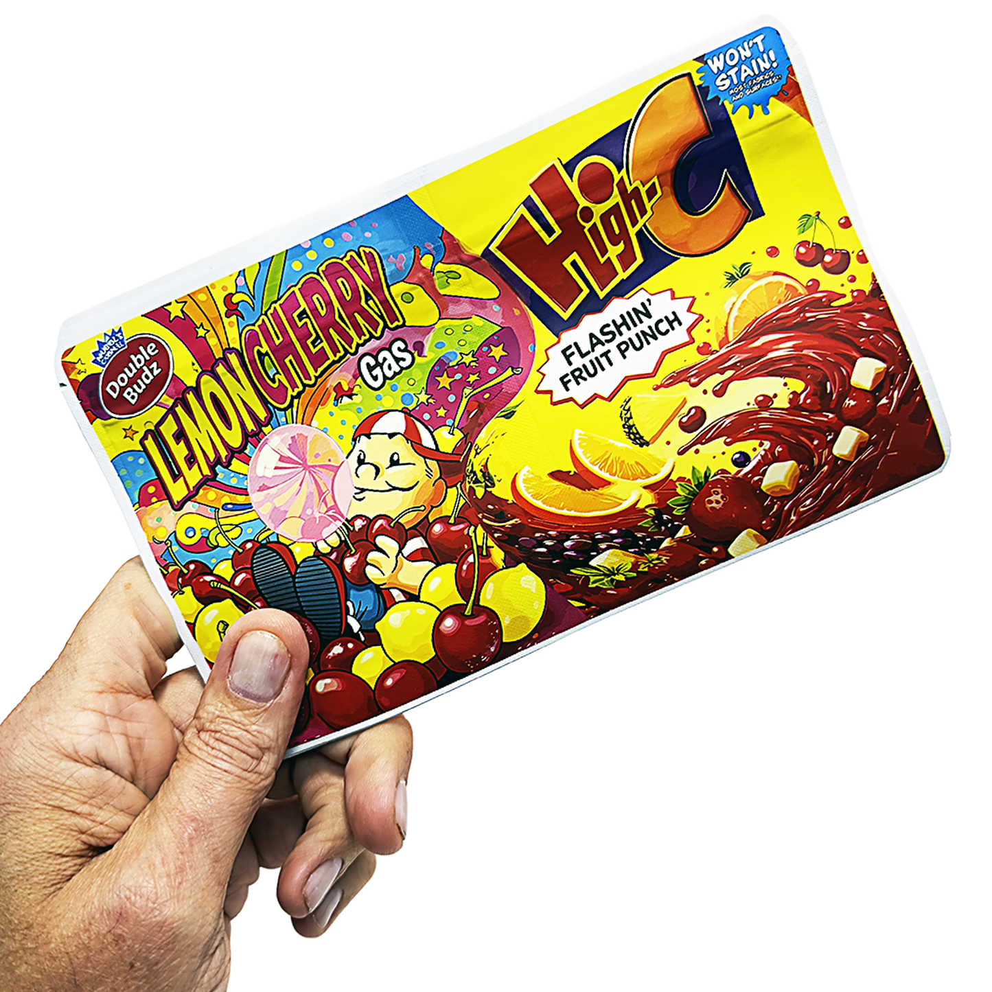 50 Pack - 3.5g (2IN1) Split Dual Graphic Mylar Bags - Mix Assorted Designs