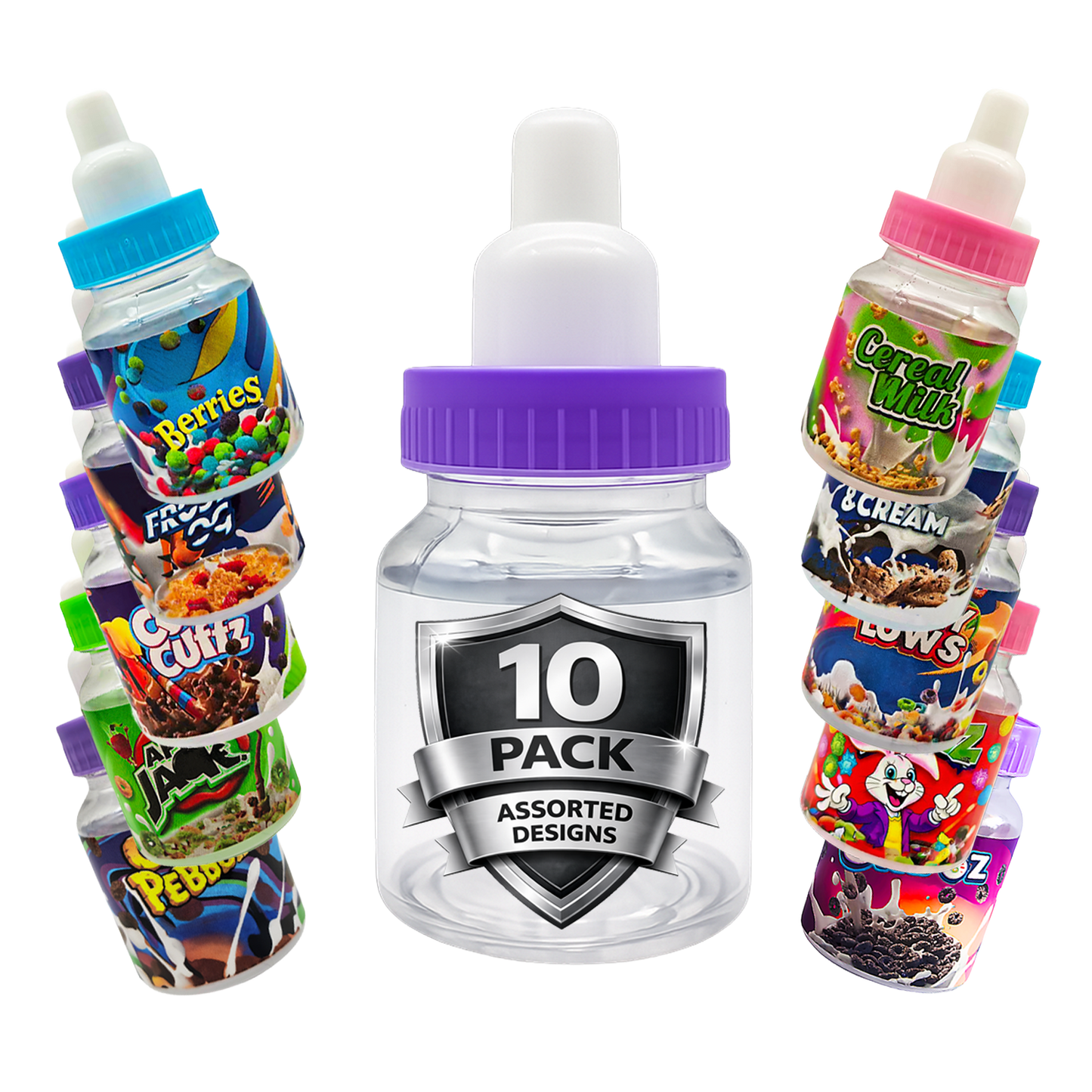 10 Pack 3.5g Baby Bottle Style Mini Storage Containers Mystery Bundle - Assorted Designs