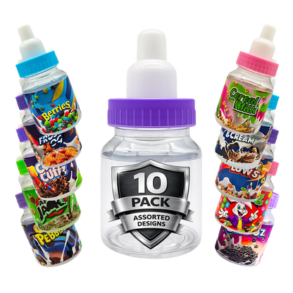 10 Pack 3.5g Baby Bottle Style Mini Storage Containers Mystery Bundle - Assorted Designs