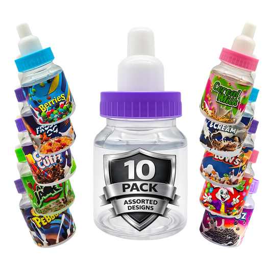 10 Pack 3.5g Baby Bottle Style Mini Storage Containers Mystery Bundle - Assorted Designs