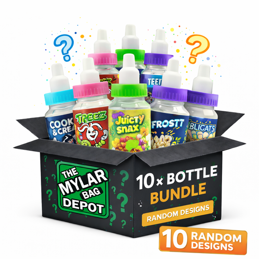 10 Pack 3.5g Baby Bottle Style Mini Storage Containers Mystery Bundle - Assorted Designs