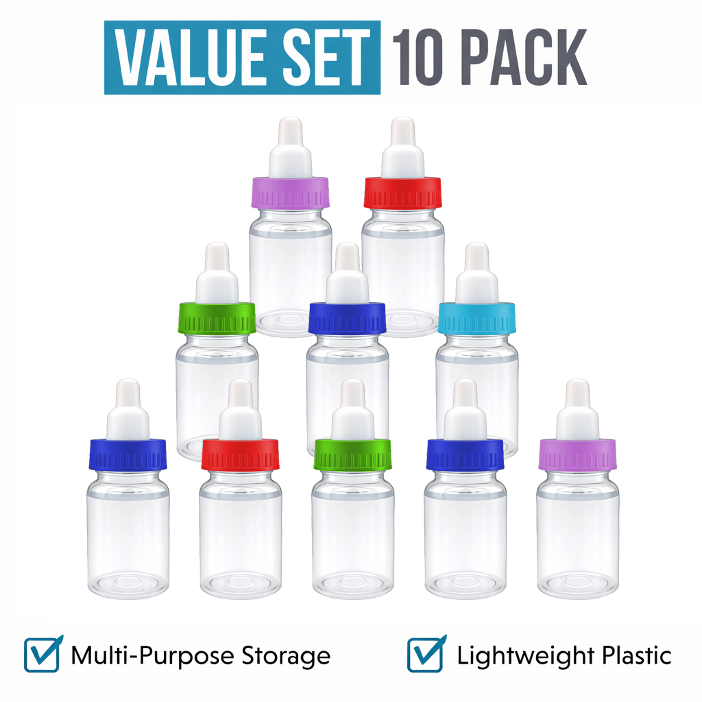 10 Pack 3.5g Baby Bottle Style Mini Storage Containers Mystery Bundle - Assorted Designs