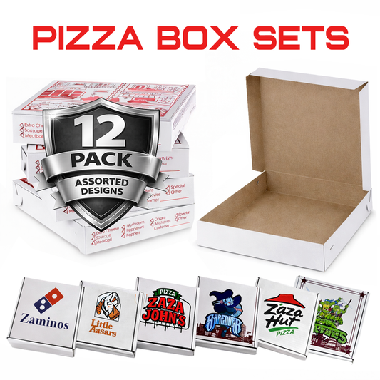 12 Pack 3.5g Pizza Style Packaging Pouch & Box Set Mystery Bundle - Assorted Designs